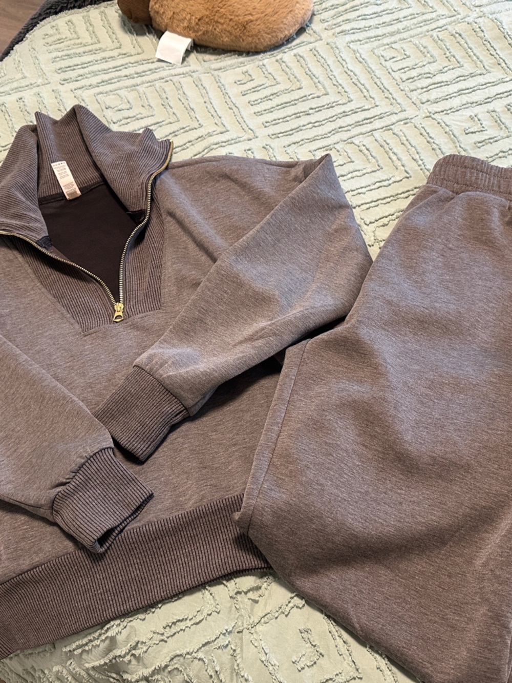 Yogalicious Taupe Half-Zip Cowl Sweatshirt